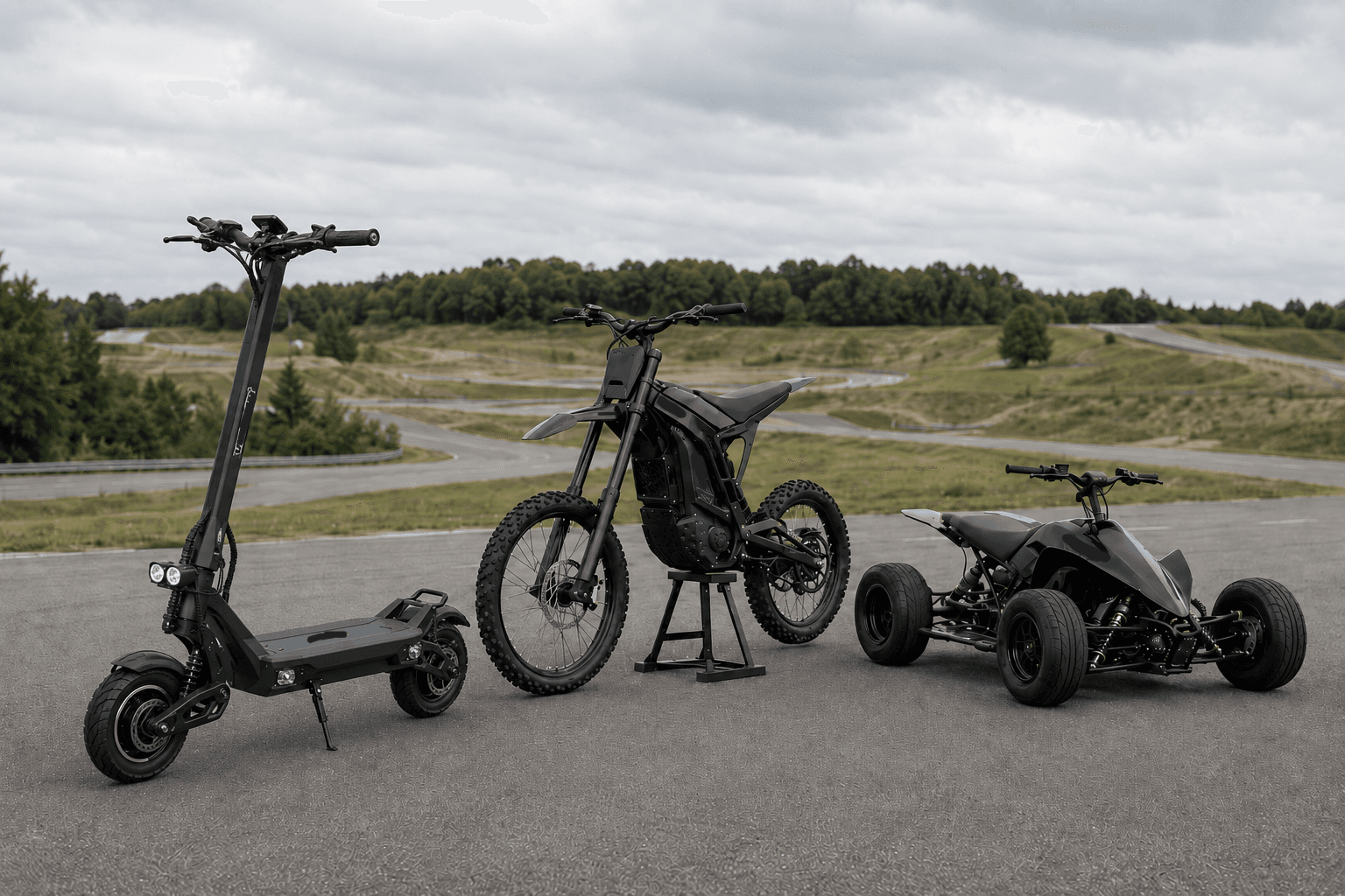 Vehicles on a varied test environment during practical evaluation
